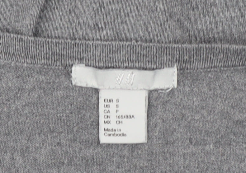 H&M Women’s Grey V-Neck Lace Trim Button Cardigan Size 8