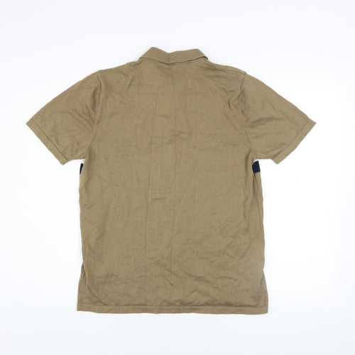 Next Men's Brown Colourblock Cotton Polo Shirt Size M