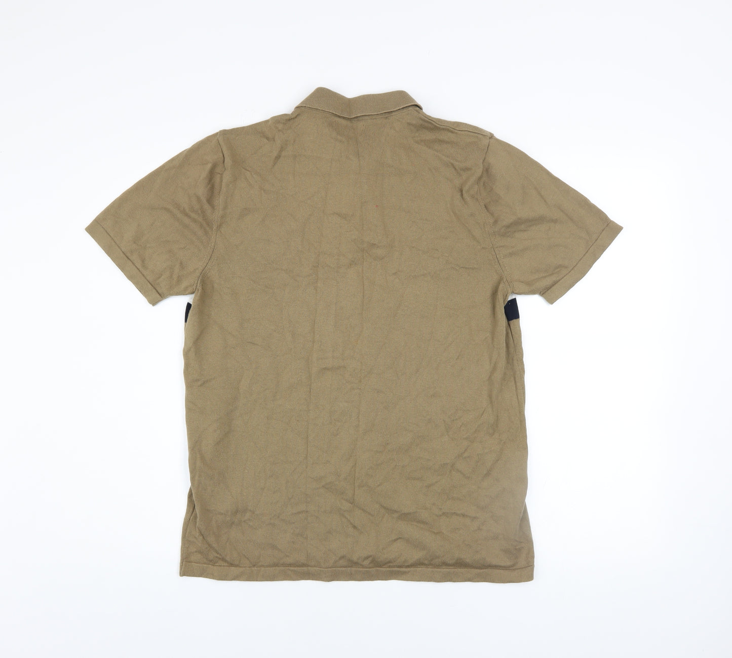 Next Men's Brown Colourblock Cotton Polo Shirt Size M