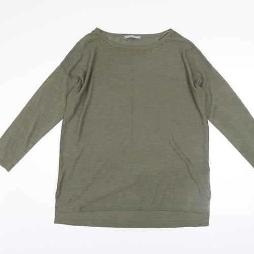 Marks and Spencer Women’s Green Size 14 Studded Boat Neck Jumper