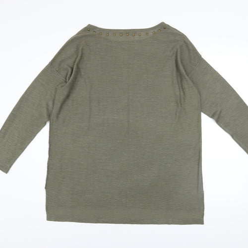 Marks and Spencer Women’s Green Size 14 Studded Boat Neck Jumper