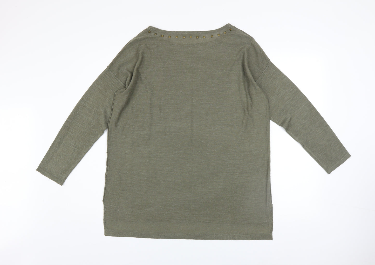 Marks and Spencer Women’s Green Size 14 Studded Boat Neck Jumper