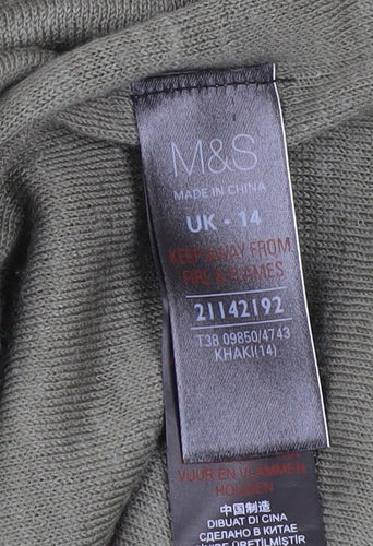 Marks and Spencer Women’s Green Size 14 Studded Boat Neck Jumper