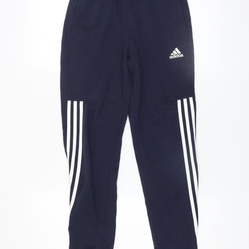 Adidas Boys Blue 11-12 Years Jogger Activewear Trousers with Side Stripes