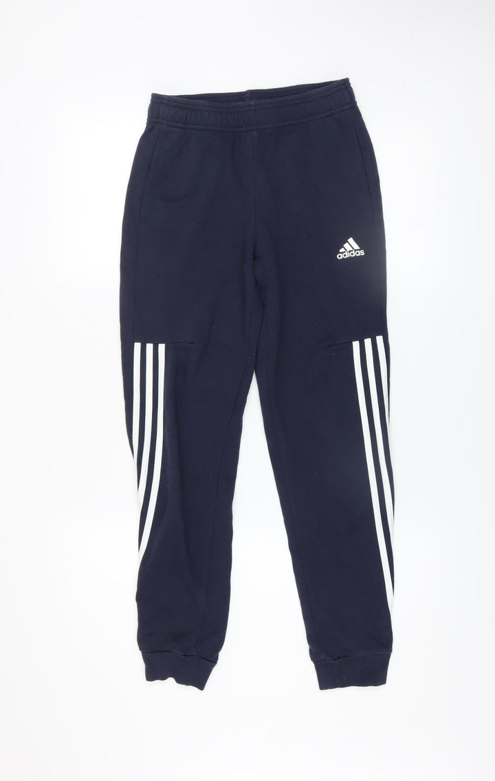 Adidas Boys Blue 11-12 Years Jogger Activewear Trousers with Side Stripes