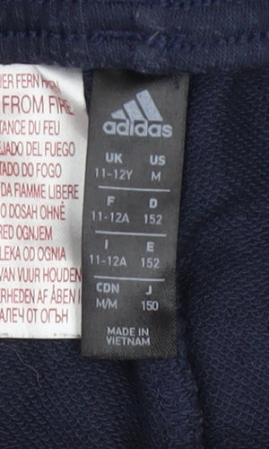 Adidas Boys Blue 11-12 Years Jogger Activewear Trousers with Side Stripes