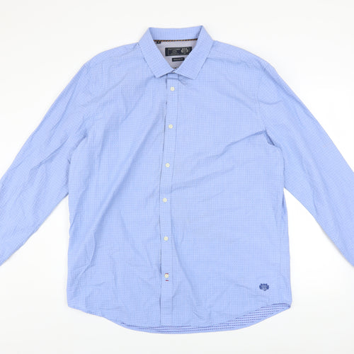 Paul Costelloe Living Men's Blue Cotton Long Sleeve Regular Fit Shirt XL