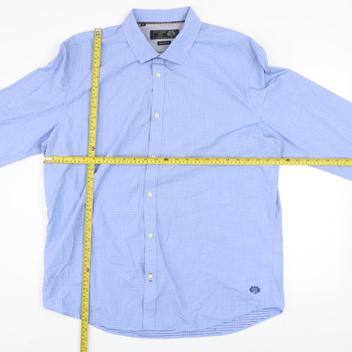 Paul Costelloe Living Men's Blue Cotton Long Sleeve Regular Fit Shirt XL