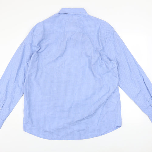 Paul Costelloe Living Men's Blue Cotton Long Sleeve Regular Fit Shirt XL