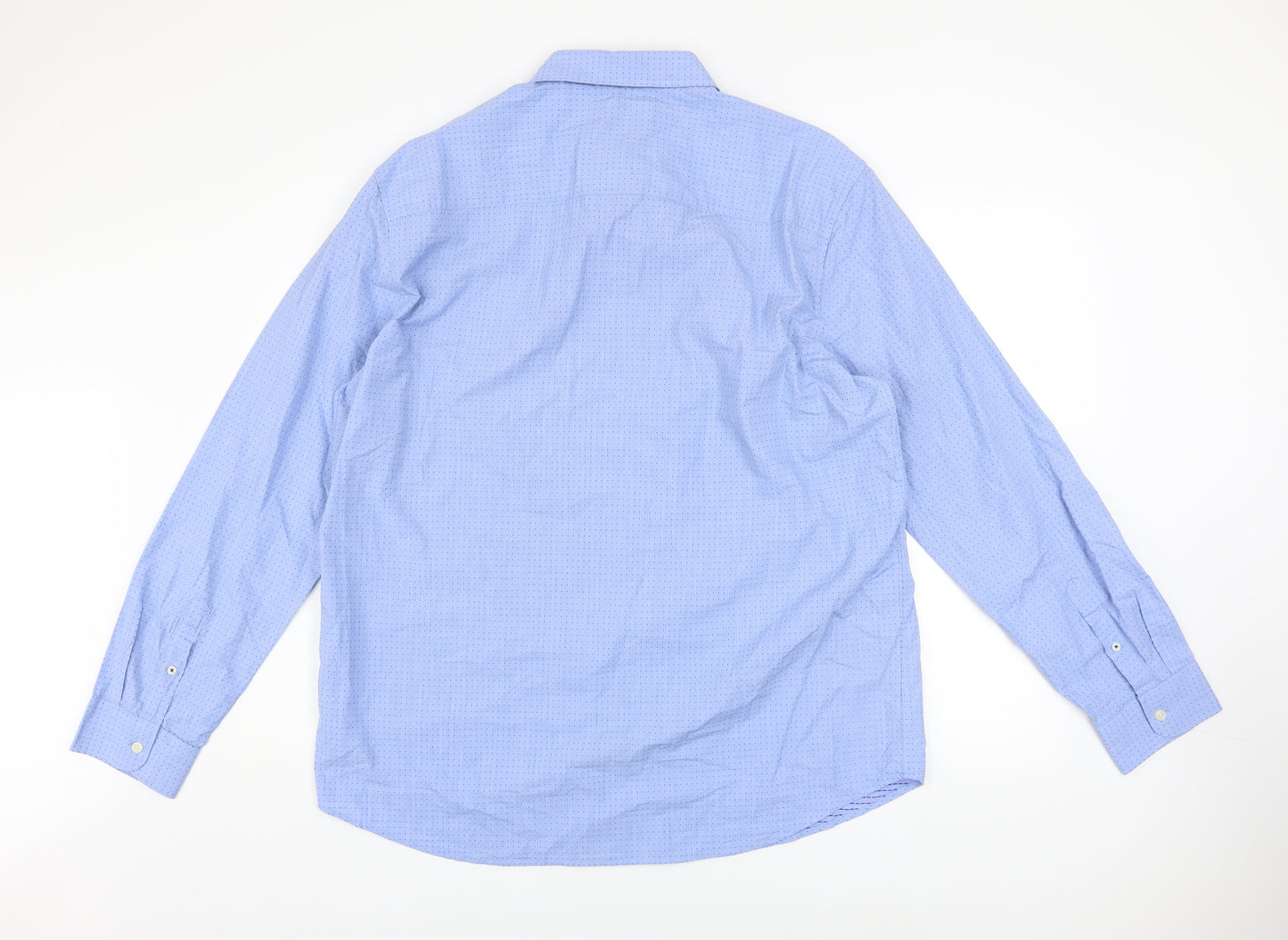 Paul Costelloe Living Men's Blue Cotton Long Sleeve Regular Fit Shirt XL