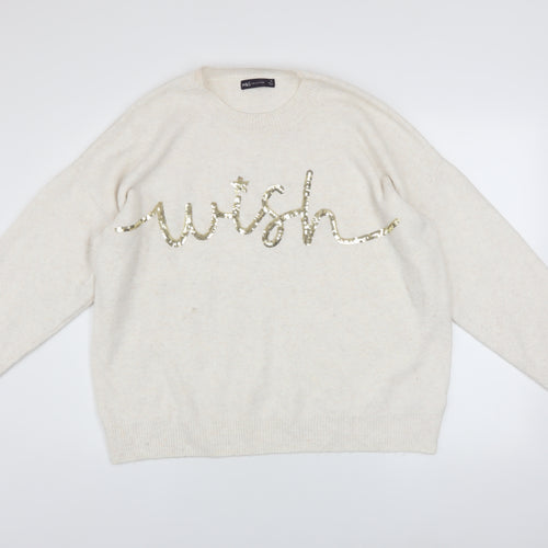Marks and Spencer Women’s Ivory Sequin ‘Wish’ Pullover Jumper XL