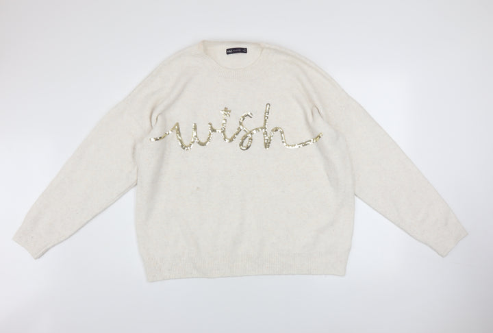 Marks and Spencer Women’s Ivory Sequin ‘Wish’ Pullover Jumper XL