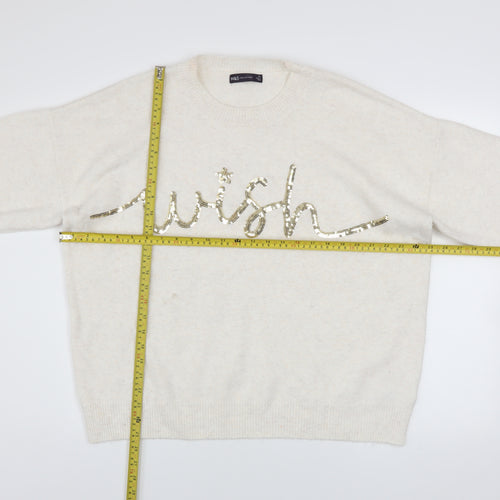 Marks and Spencer Women’s Ivory Sequin ‘Wish’ Pullover Jumper XL