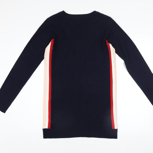 Next Women Blue Size 6 Colourblock Knit Sweater Dress