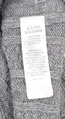 Miss Mona Mouse Girls Grey Knit Sweater Dress 7-8 Years Long Sleeve Button Collar