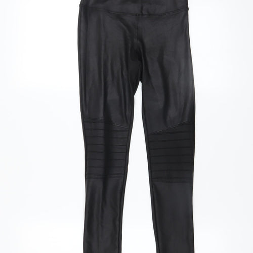 New Look Womens Black Faux Leather High Waist Ankle Leggings Size 6