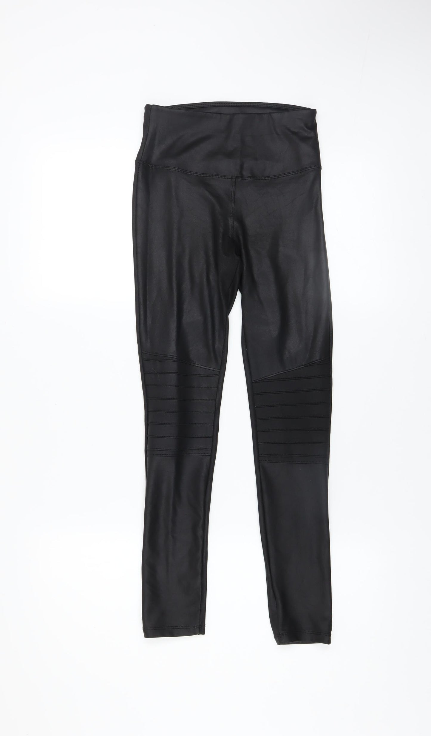 New Look Womens Black Faux Leather High Waist Ankle Leggings Size 6