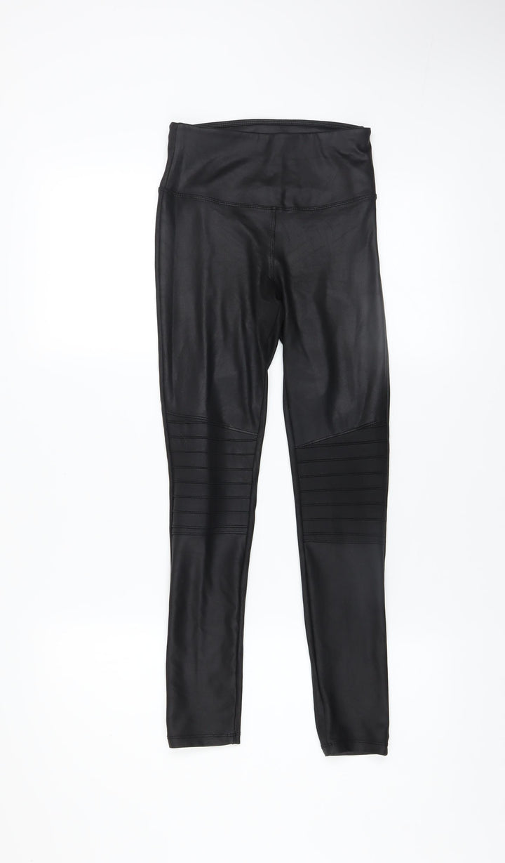 New Look Womens Black Faux Leather High Waist Ankle Leggings Size 6