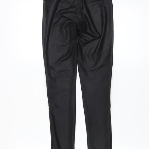 New Look Womens Black Faux Leather High Waist Ankle Leggings Size 6