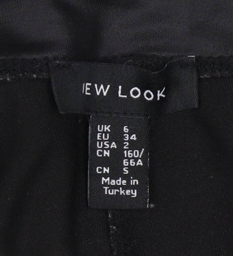 New Look Womens Black Faux Leather High Waist Ankle Leggings Size 6
