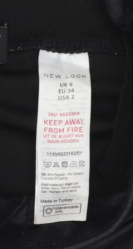 New Look Womens Black Faux Leather High Waist Ankle Leggings Size 6