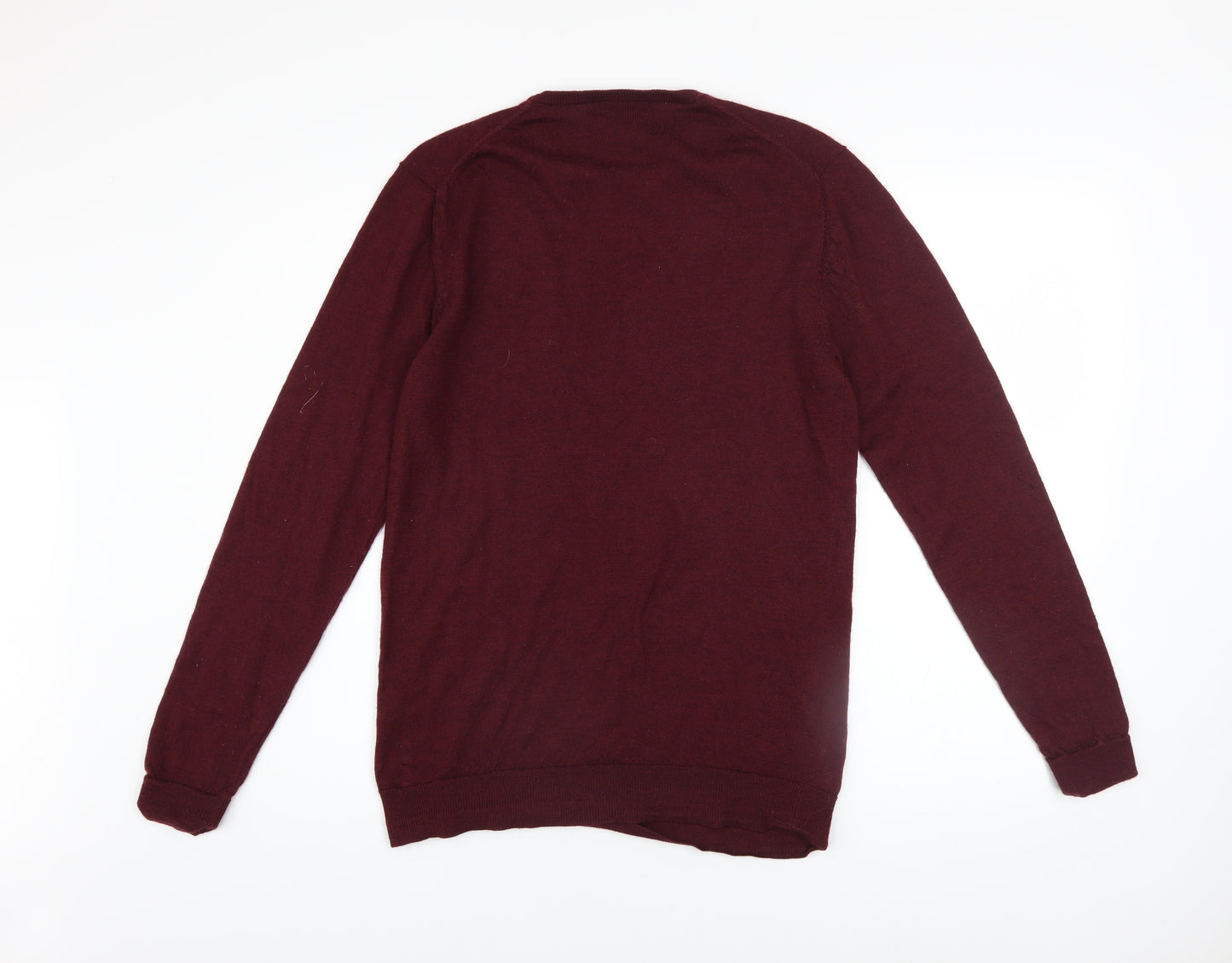 Cedar Wood State Men Red Merino Wool Crew Neck Pullover Jumper M