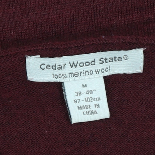 Cedar Wood State Men Red Merino Wool Crew Neck Pullover Jumper M