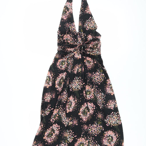 Mango Women’s Black Floral Halter Short Dress Size 8