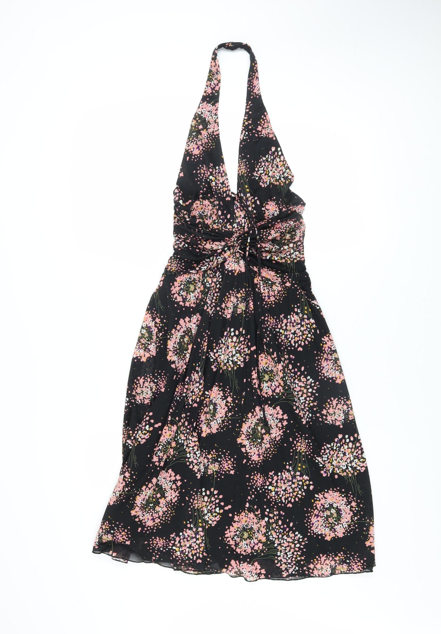 Mango Women’s Black Floral Halter Short Dress Size 8