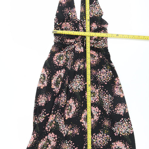 Mango Women’s Black Floral Halter Short Dress Size 8