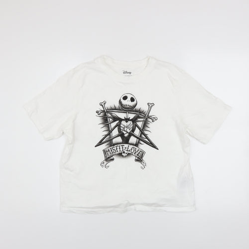 Disney at Primark Women's White Jack Skellington Graphic T-Shirt Size S