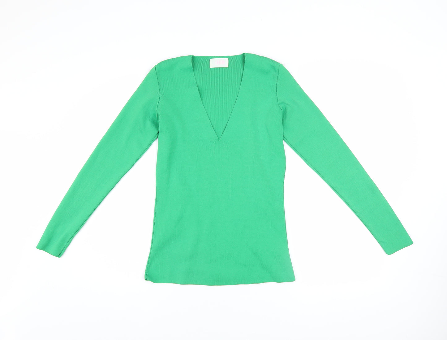 Savida Women’s Green V-Neck Long Sleeve Slim Fit Top Size 10