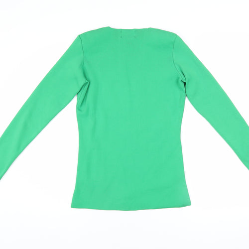 Savida Women’s Green V-Neck Long Sleeve Slim Fit Top Size 10