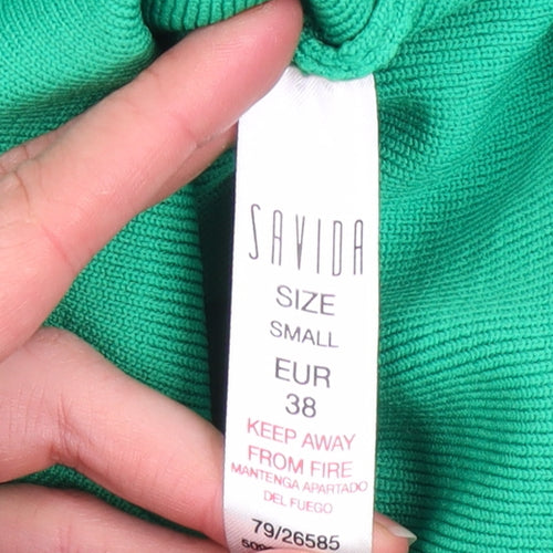 Savida Women’s Green V-Neck Long Sleeve Slim Fit Top Size 10