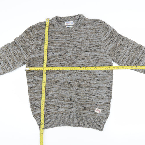 Jack & Jones Men's Grey Cotton Blend Crew Neck Pullover Jumper M
