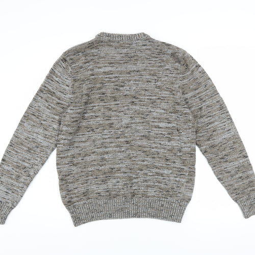 Jack & Jones Men's Grey Cotton Blend Crew Neck Pullover Jumper M
