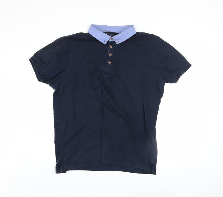 Red Herring Men's Blue Cotton Short Sleeve Polo Shirt XL