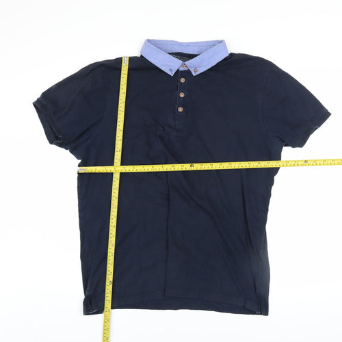 Red Herring Men's Blue Cotton Short Sleeve Polo Shirt XL