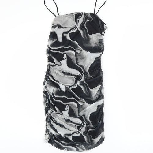 Pink Vanilla Women’s Black Marble Print Bodycon Dress Size 8