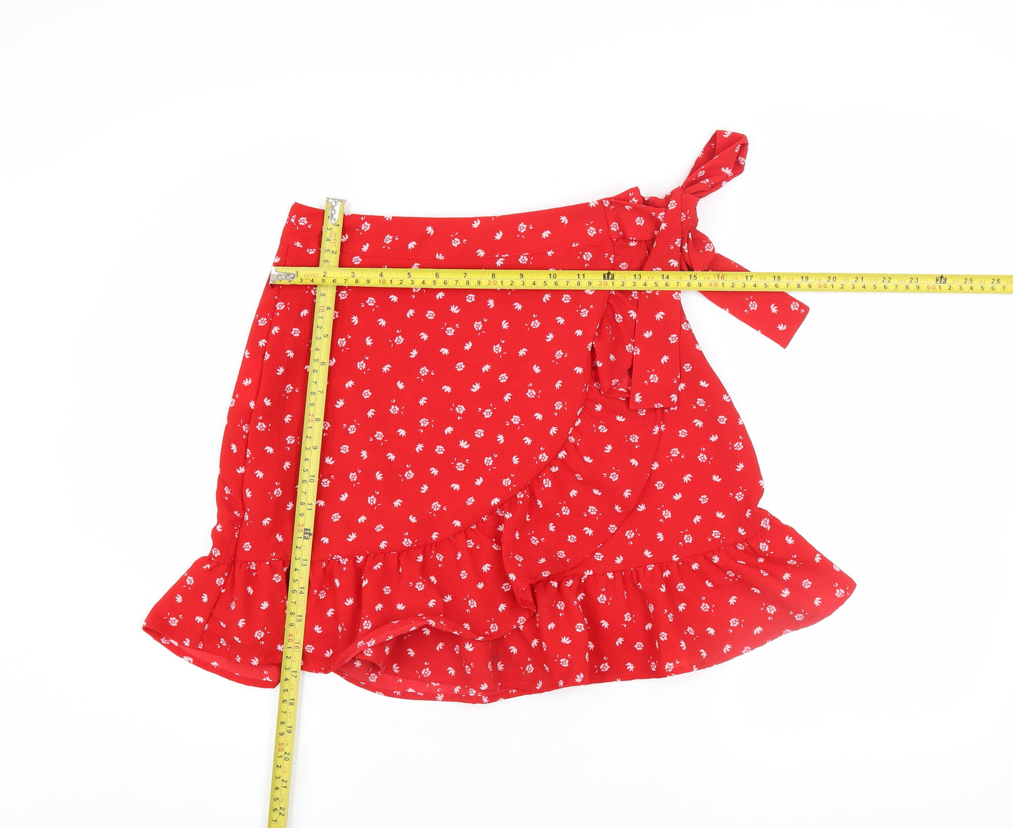 FB Sister Women's Red Floral Wrap Mini Skirt Size S