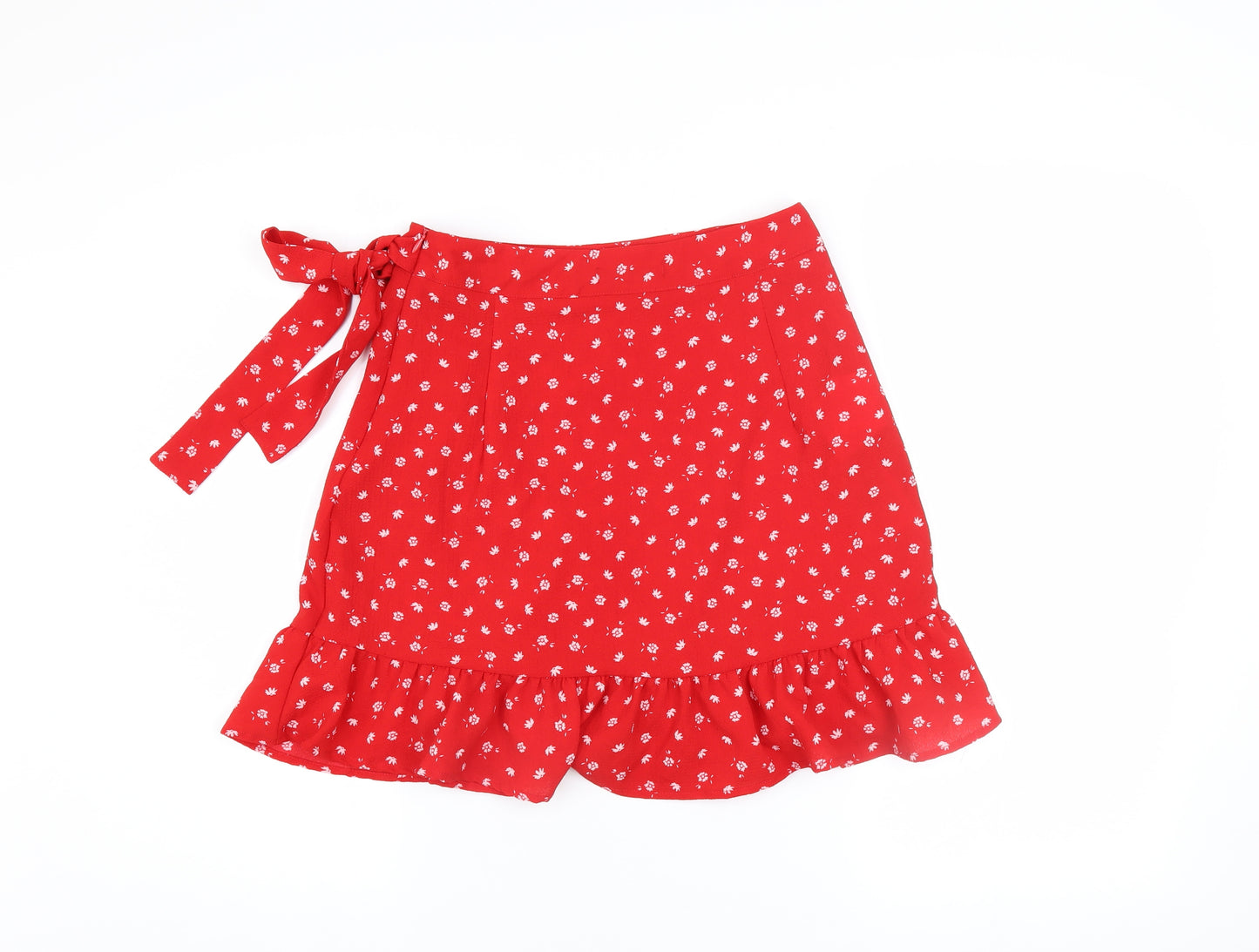 FB Sister Women's Red Floral Wrap Mini Skirt Size S