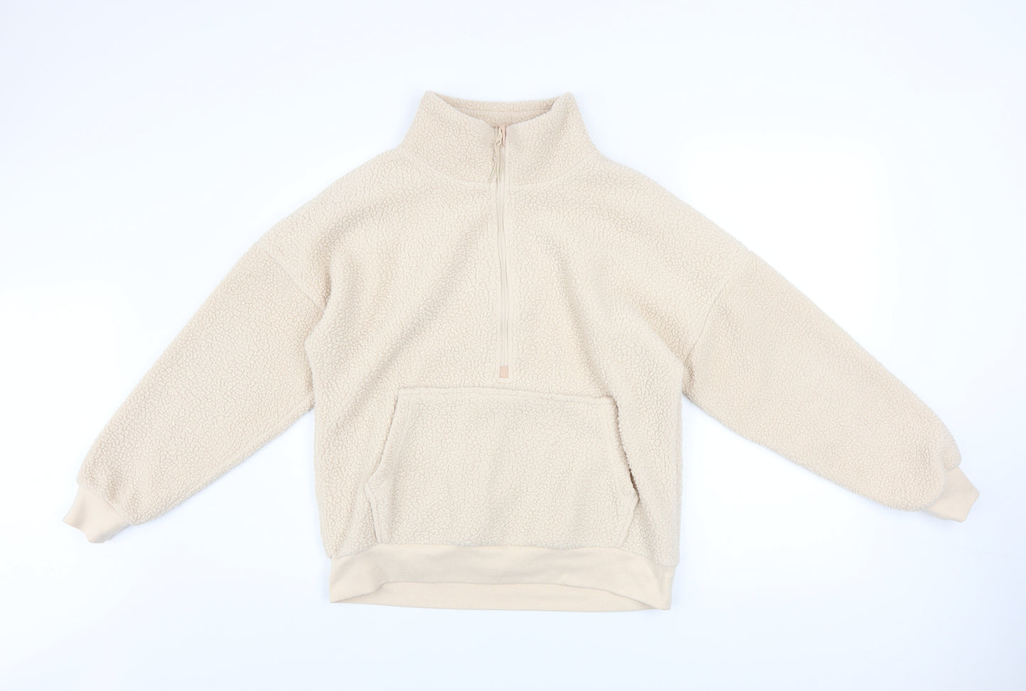Dunnes Stores Women Ivory 1/2 Zip Fleece Pullover Sweatshirt XS