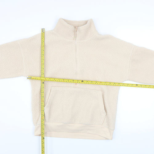 Dunnes Stores Women Ivory 1/2 Zip Fleece Pullover Sweatshirt XS