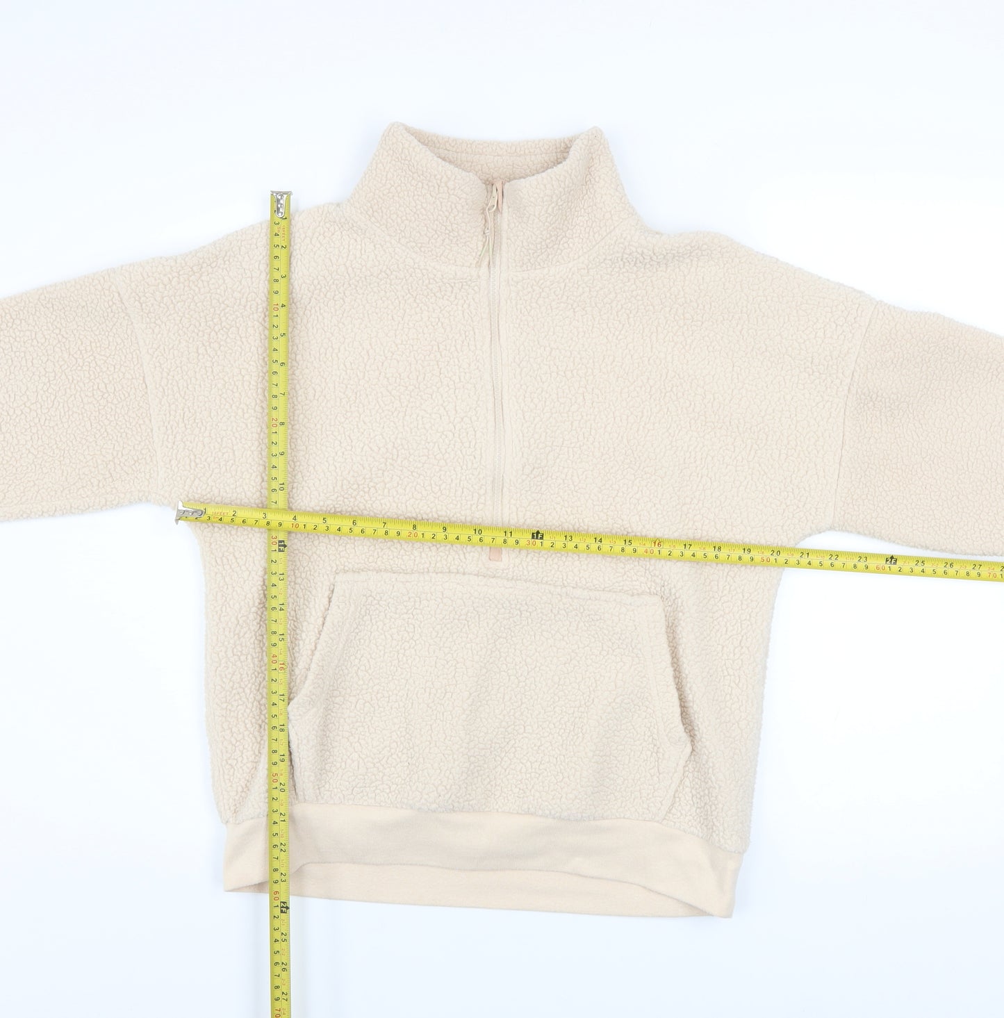 Dunnes Stores Women Ivory 1/2 Zip Fleece Pullover Sweatshirt XS
