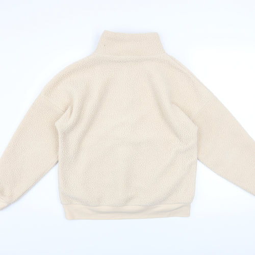 Dunnes Stores Women Ivory 1/2 Zip Fleece Pullover Sweatshirt XS