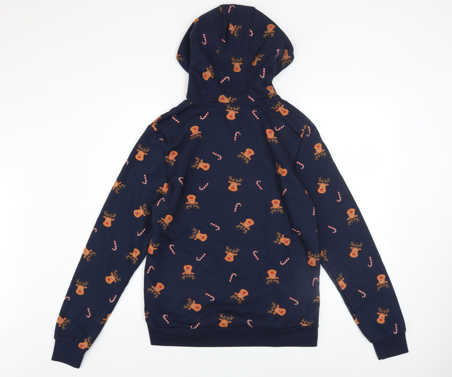 Livergy Mens Blue Christmas Reindeer Pullover Hoodie Size S