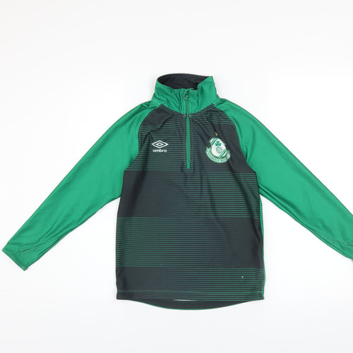 Umbro Boys Green 13-14 Years 1/4 Zip Football Training Sweatshirt