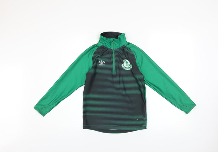 Umbro Boys Green 13-14 Years 1/4 Zip Football Training Sweatshirt
