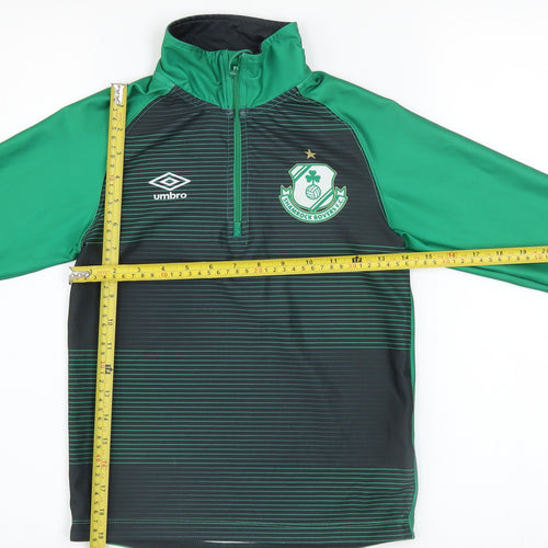 Umbro Boys Green 13-14 Years 1/4 Zip Football Training Sweatshirt
