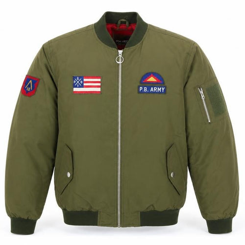 Pull&Bear Men's Green L Bomber Jacket Army Patch Nylon Zip
